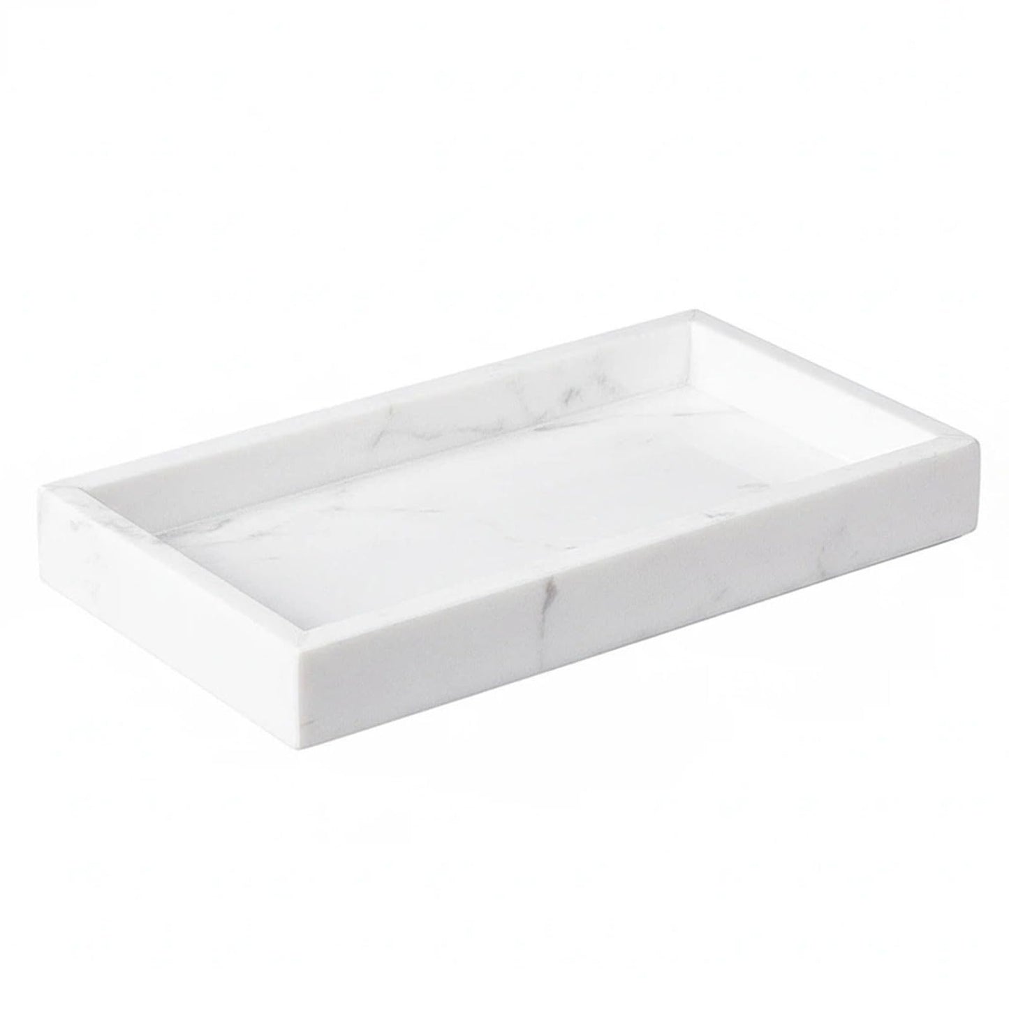 Natural Marble Tray Heavyweight Stone Vanity Tray for Bathroom Countertop, Coffee Table & Dresser - Handcrafted Rectangular Organizer (Gray X, 12" x 8" x 1.2")