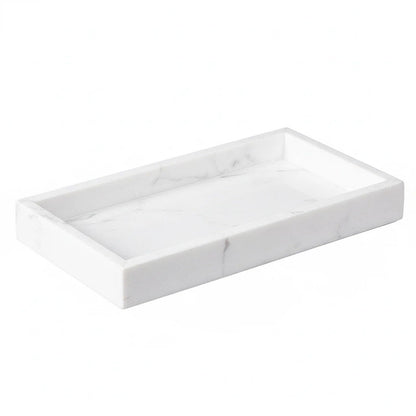 Natural Marble Tray Heavyweight Stone Vanity Tray for Bathroom Countertop, Coffee Table & Dresser - Handcrafted Rectangular Organizer (Gray X, 12" x 8" x 1.2")