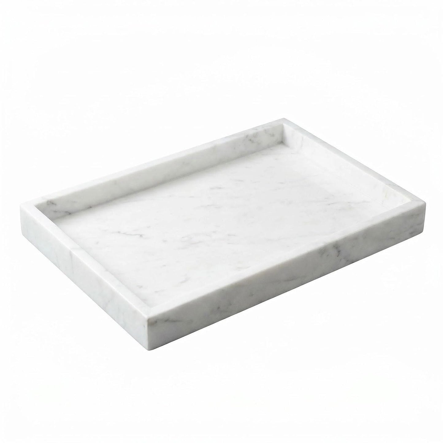 Natural Marble Tray Heavyweight Stone Vanity Tray for Bathroom Countertop, Coffee Table & Dresser - Handcrafted Rectangular Organizer (Gray X, 12" x 8" x 1.2")