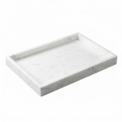Natural Marble Tray Heavyweight Stone Vanity Tray for Bathroom Countertop, Coffee Table & Dresser - Handcrafted Rectangular Organizer (Gray X, 12" x 8" x 1.2")