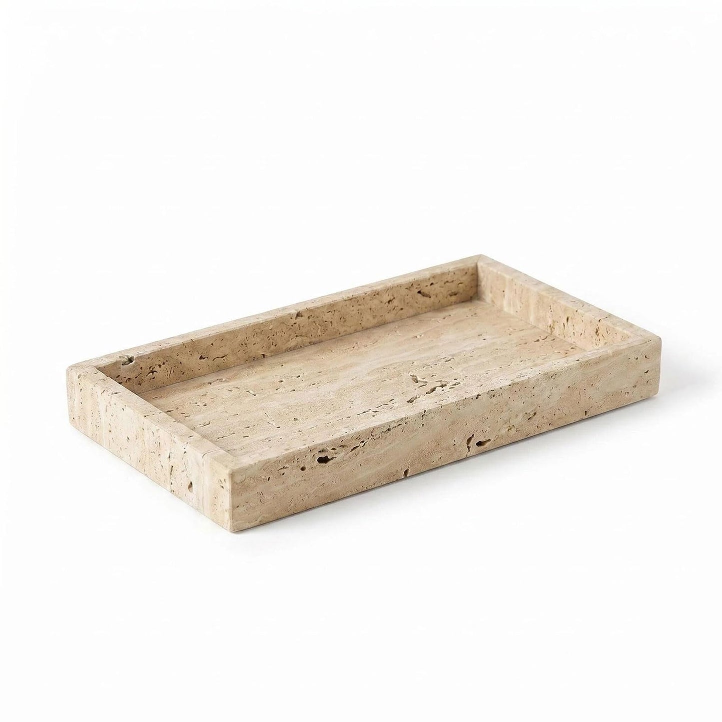 Natural Marble Tray Heavyweight Stone Vanity Tray for Bathroom Countertop, Coffee Table & Dresser - Handcrafted Rectangular Organizer (Gray X, 12" x 8" x 1.2")