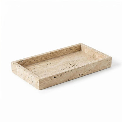 Natural Marble Tray Heavyweight Stone Vanity Tray for Bathroom Countertop, Coffee Table & Dresser - Handcrafted Rectangular Organizer (Gray X, 12" x 8" x 1.2")