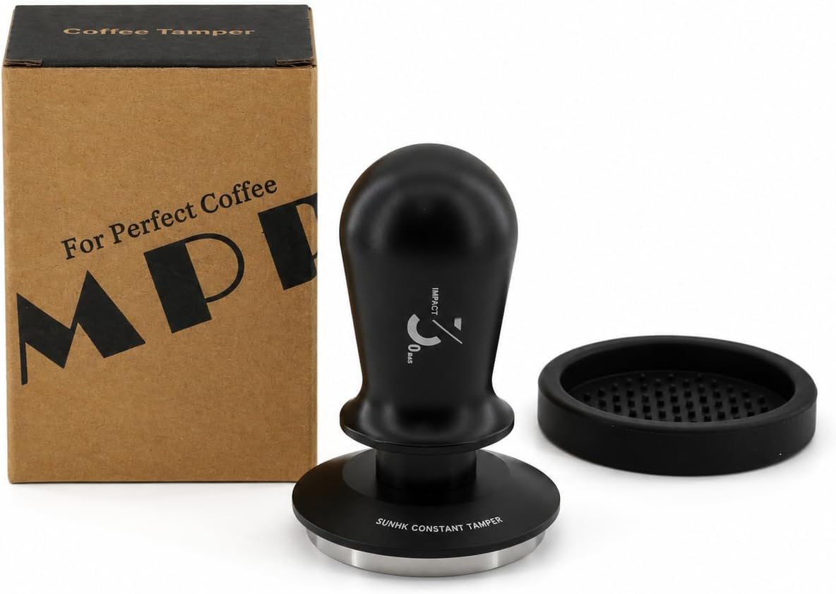 58mm Espresso Tamper, 58.35mm Coffee Tampers and Silicone Gel Coffee Tamper Mat for Home and Professional Baristas | 30lb Calibrated Spring Loaded,Triple Spring Design,Automatic Pressure Release,Sound Click Feedback,Threaded Base