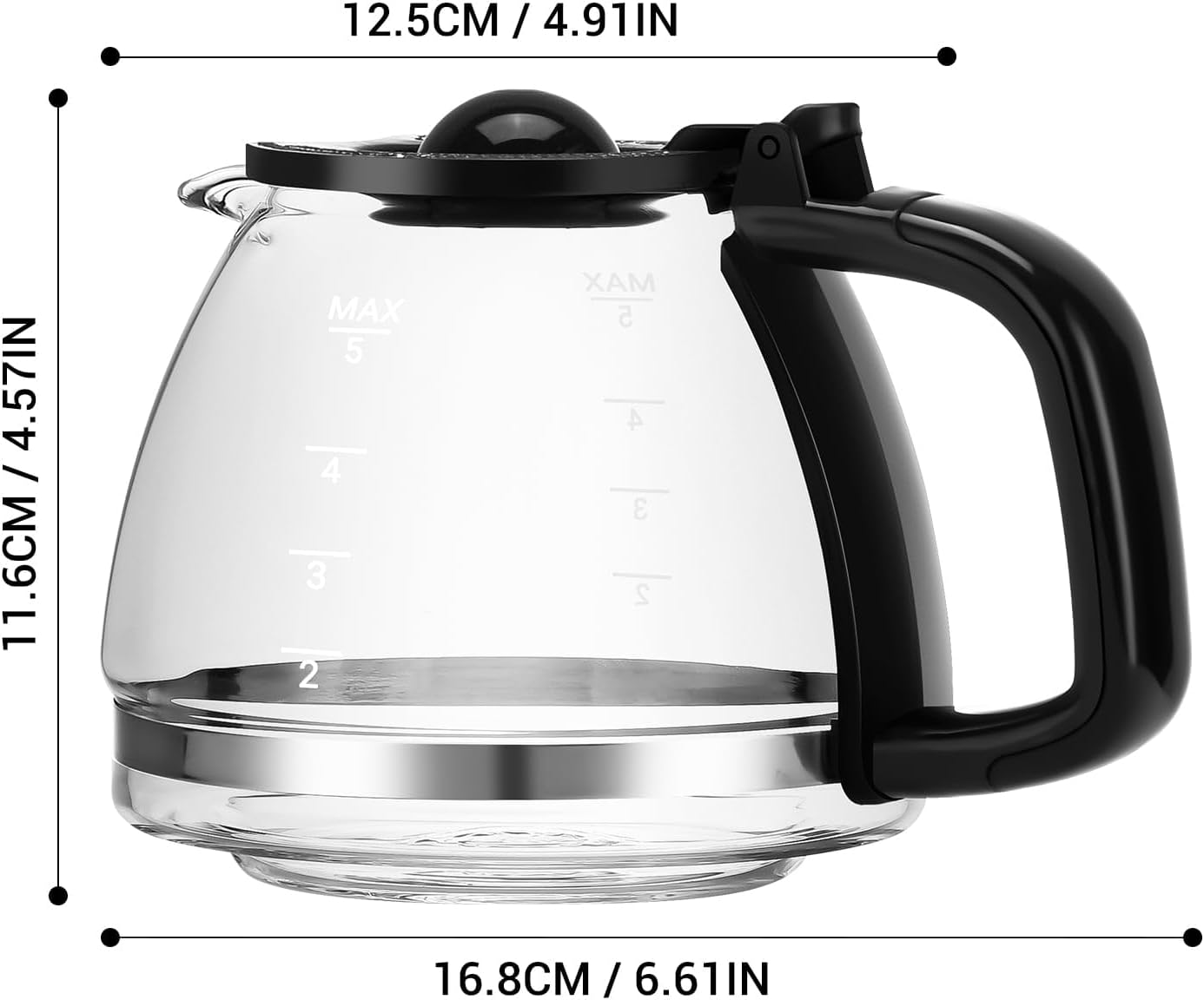 5-Cup Replacement Carafe for Coffee Makers, Plastic & Glass