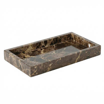 Natural Marble Tray Heavyweight Stone Vanity Tray for Bathroom Countertop, Coffee Table & Dresser - Handcrafted Rectangular Organizer (Gray X, 12" x 8" x 1.2")