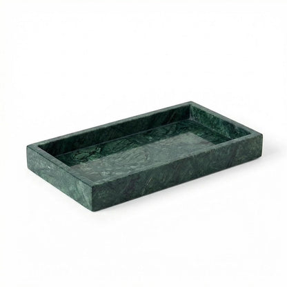 Natural Marble Tray Heavyweight Stone Vanity Tray for Bathroom Countertop, Coffee Table & Dresser - Handcrafted Rectangular Organizer (Gray X, 12" x 8" x 1.2")