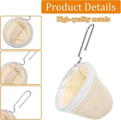 5 Pcs Cloth Coffee Filters Reusable, Coffee Strainer Cloth with Stainless Steel Handle, Coffee Sock Filter for Straining Juice, NutMilk, Thai Tea, Yogurt and Soup