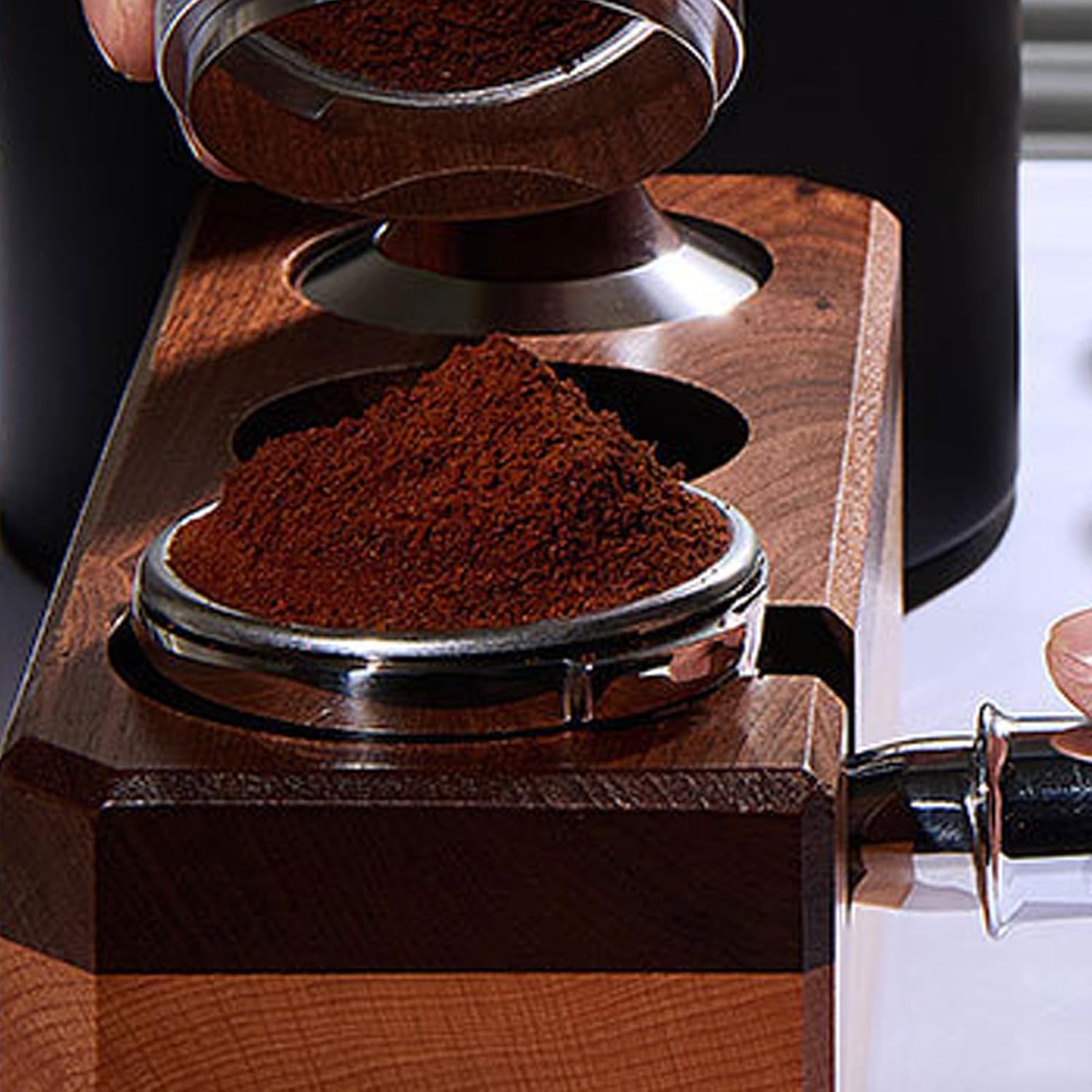 58mm Bottomless Portafilter, Dual Ears Design Professional Portafilter with Wooden Handle for GAGGIA Coffee Machine (F Rosewood)