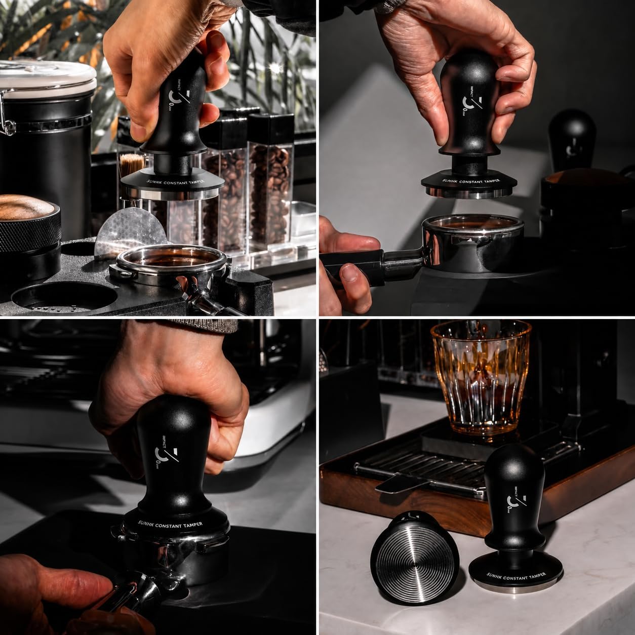 58mm Espresso Tamper, 58.35mm Coffee Tampers and Silicone Gel Coffee Tamper Mat for Home and Professional Baristas | 30lb Calibrated Spring Loaded,Triple Spring Design,Automatic Pressure Release,Sound Click Feedback,Threaded Base
