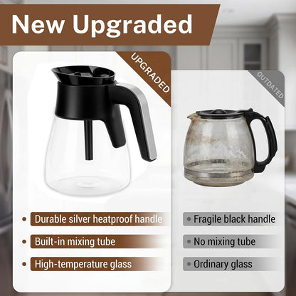 10 Cup Coffee Pot Replacement for Ninja Coffee Maker CM401 CM400 CM300 CP301 CF091, 50 oz Glass Carafe Replacement with Brew-Through Lid & Ergonomic Handle, Fits Ninja Specialty Coffee Makers