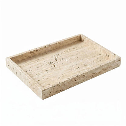 Natural Marble Tray Heavyweight Stone Vanity Tray for Bathroom Countertop, Coffee Table & Dresser - Handcrafted Rectangular Organizer (Gray X, 12" x 8" x 1.2")
