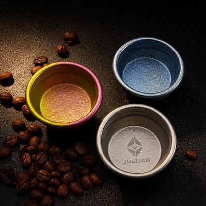 58mm Titanium Precision Espresso Basket, Premium Coffee Filter Basket for Even Extraction and Reduced Channeling, Barista Grade Espresso Upgrade, Fits Most 58mm Portafilters (Lake Blue)