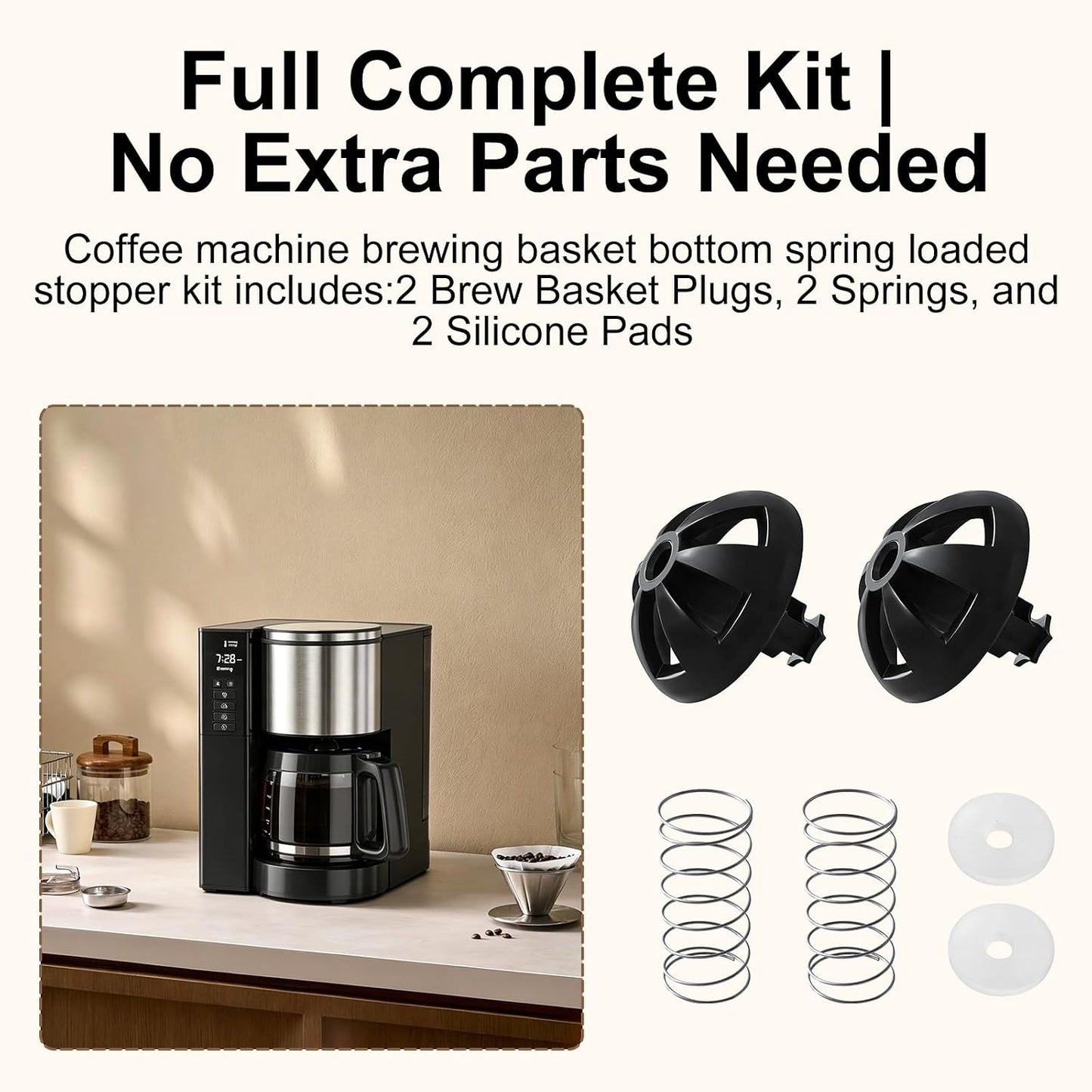 2 Pack Coffee Maker Brew Basket Spring Loaded Stopper Replacement Kit | for Mr. Coffee, Black and Decker, Hamilton Coffee Maker Parts, Coffee Machine Accessories 990117900 990237500