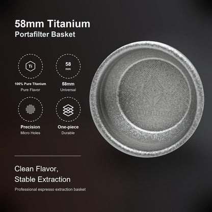 58mm Titanium Precision Espresso Basket, Premium Coffee Filter Basket for Even Extraction and Reduced Channeling, Barista Grade Espresso Upgrade, Fits Most 58mm Portafilters (Lake Blue)