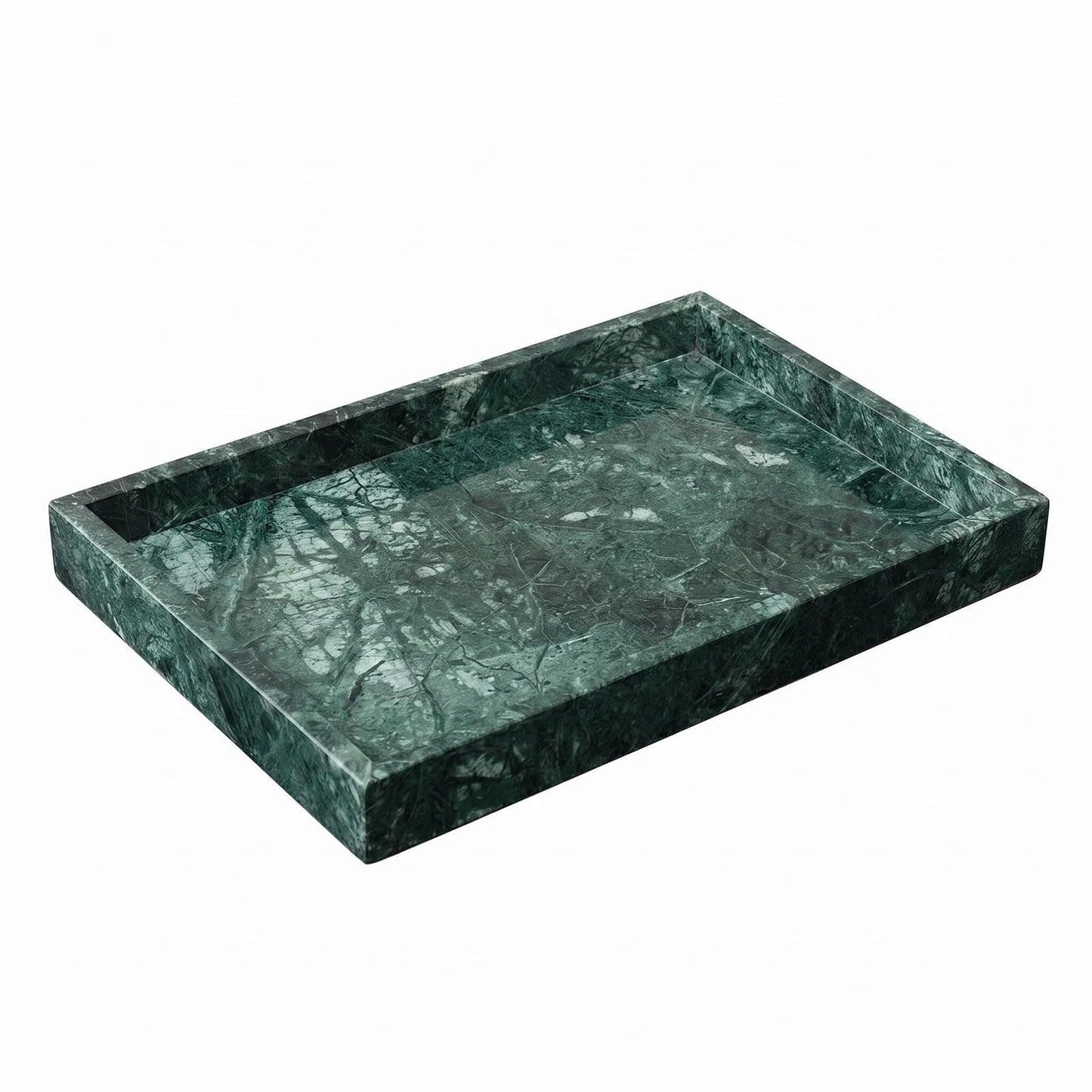 Natural Marble Tray Heavyweight Stone Vanity Tray for Bathroom Countertop, Coffee Table & Dresser - Handcrafted Rectangular Organizer (Gray X, 12" x 8" x 1.2")