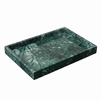 Natural Marble Tray Heavyweight Stone Vanity Tray for Bathroom Countertop, Coffee Table & Dresser - Handcrafted Rectangular Organizer (Gray X, 12" x 8" x 1.2")