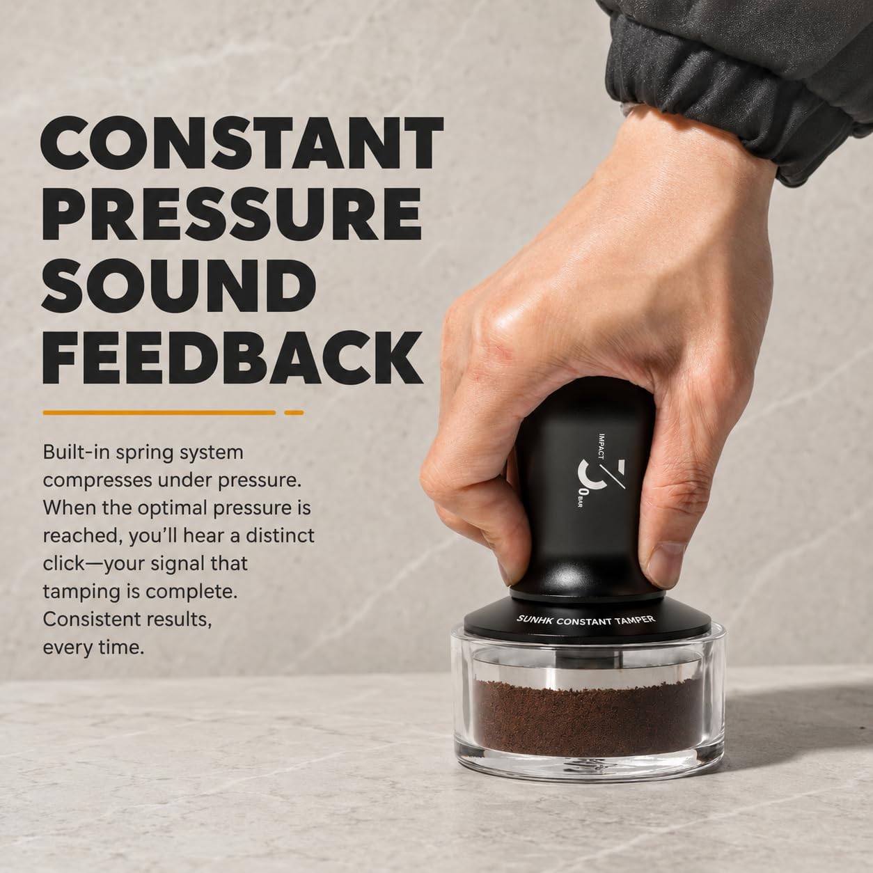 58mm Espresso Tamper, 58.35mm Coffee Tampers and Silicone Gel Coffee Tamper Mat for Home and Professional Baristas | 30lb Calibrated Spring Loaded,Triple Spring Design,Automatic Pressure Release,Sound Click Feedback,Threaded Base